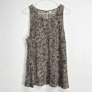 Old Navy Shirt Womens XL Black Tan Cheetah Neutral Sleeveless Blouse
